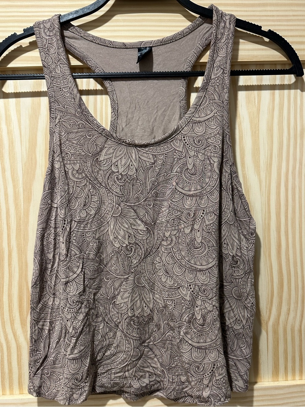 Slightly Buddha Women's Taupe Patterned Racerback yoga Tank Top